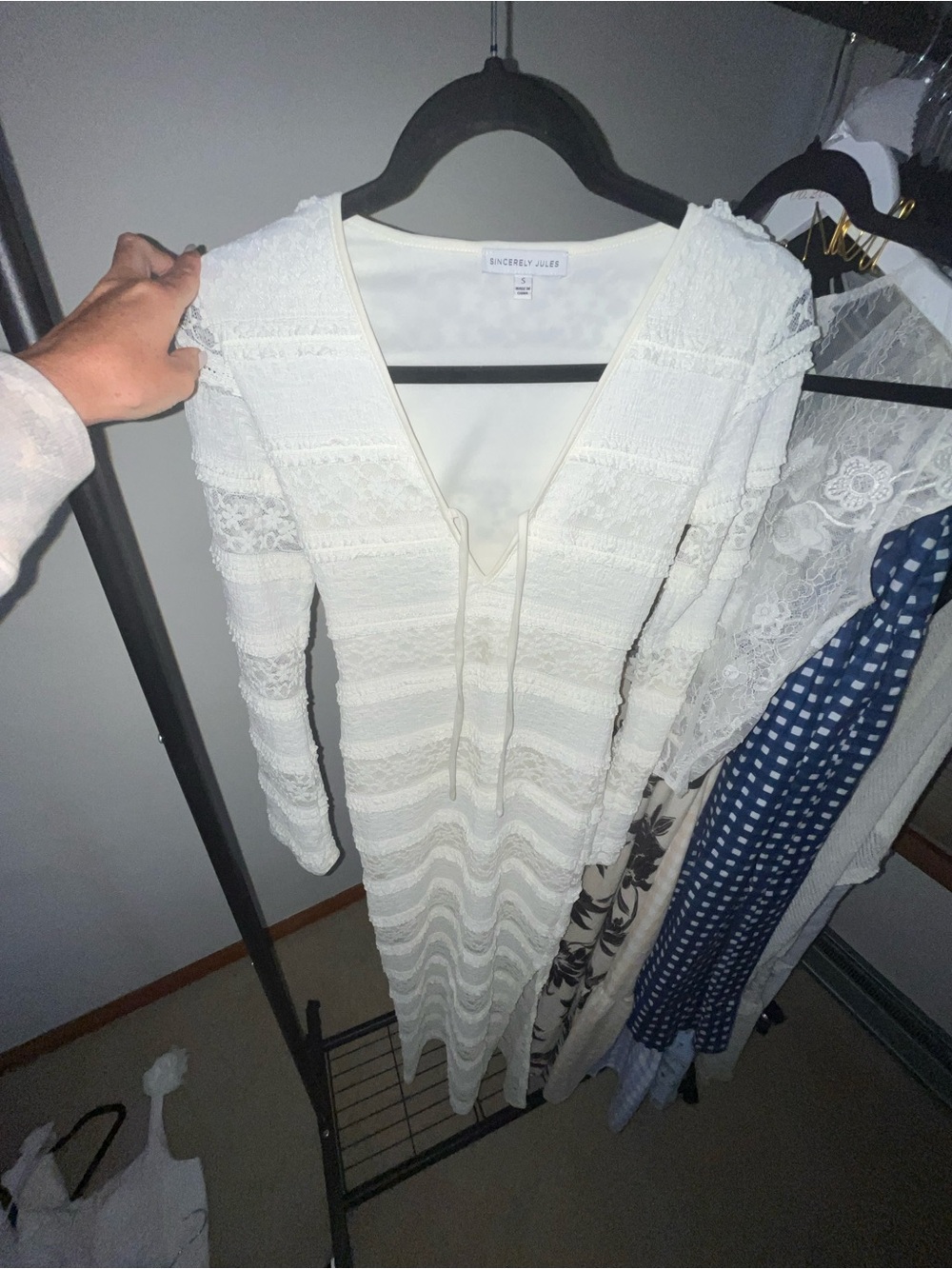 Sincerely Jules Ivory Lace-Trim Maxi Dress